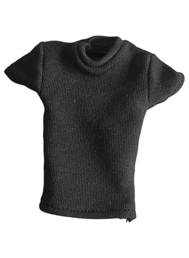 1/12 Scale T Shirt 6'' Action Figure Model Short Sleeve 1/12 Scale, black, Length:5.1cm - Image 1