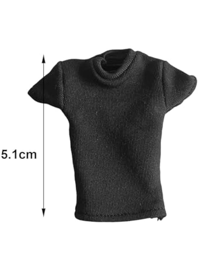 1/12 Scale T Shirt 6'' Action Figure Model Short Sleeve 1/12 Scale, black, Length:5.1cm - Image 2