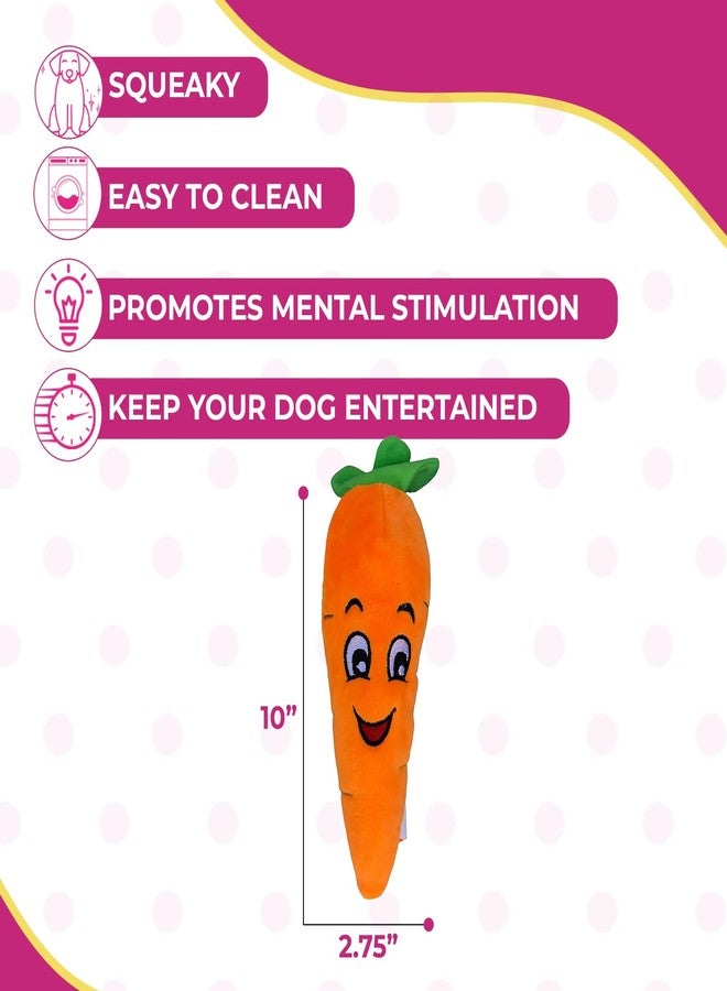 Glow Pups Dog Toys, 2 Pack Plush Puppy Toys with Squeaker, Durable Carrot and Broccoli Food Shaped Dog Toys for Medium Dogs, Promotes Mental Stimulation, Relieves Stress - Peach - Image 5