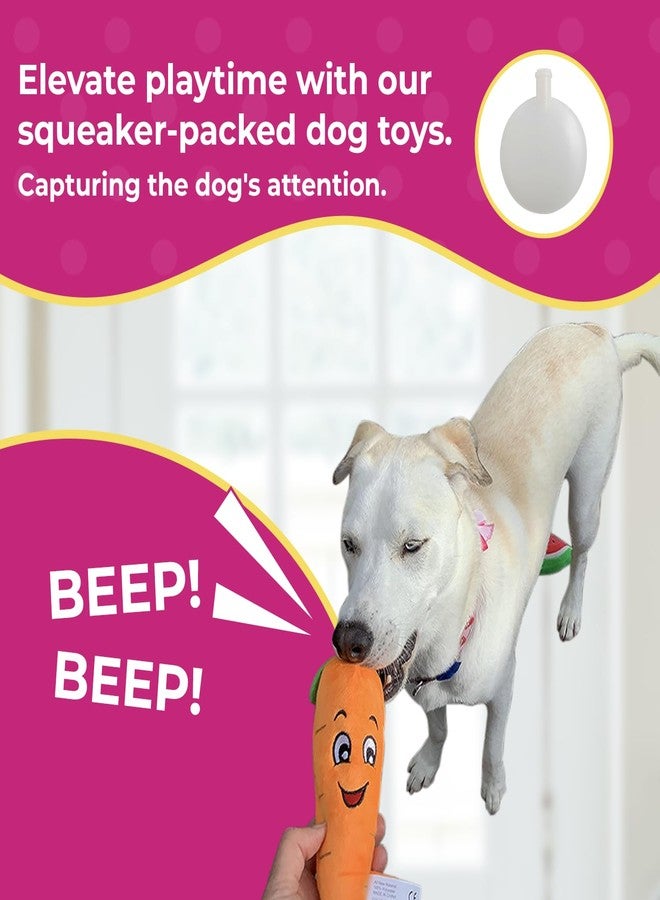Glow Pups Dog Toys, 2 Pack Plush Puppy Toys with Squeaker, Durable Carrot and Broccoli Food Shaped Dog Toys for Medium Dogs, Promotes Mental Stimulation, Relieves Stress - Peach - Image 2