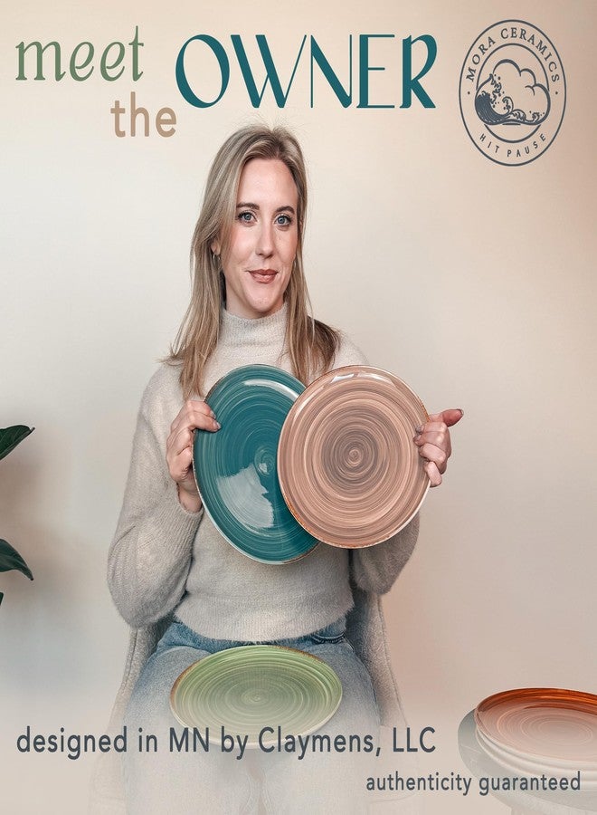 مورا طقم أطباق عشاء مورا سيراميك حلزونية، 6 قطع، 10 بوصات، أطباق بورسلين حلزونية عصرية للمطبخ والتقديم والمطاعم - آمنة للاستخدام في غسالة الصحون والميكروويف والفريزر والفرن - ألوان ترابية - Image 3