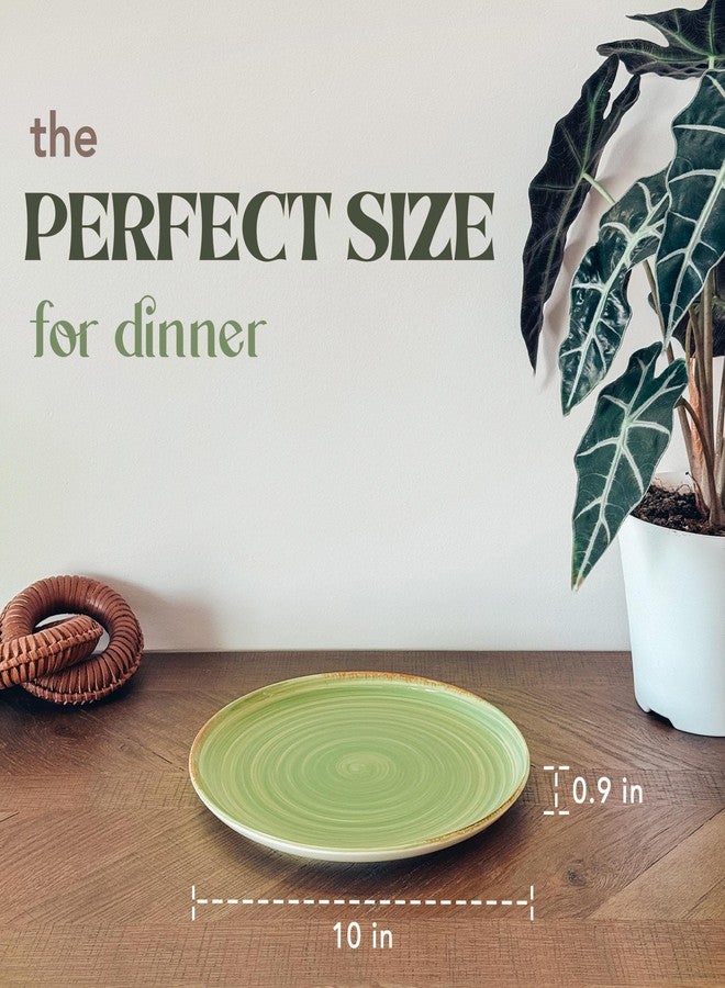 مورا طقم أطباق عشاء مورا سيراميك حلزونية، 6 قطع، 10 بوصات، أطباق بورسلين حلزونية عصرية للمطبخ والتقديم والمطاعم - آمنة للاستخدام في غسالة الصحون والميكروويف والفريزر والفرن - ألوان ترابية - Image 2