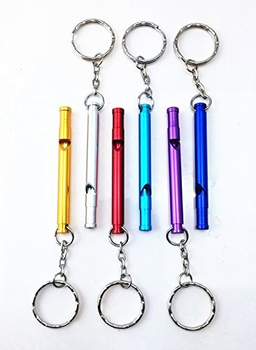 yueton 6pcs Colorful Slim and Long Aluminium Whistles with Key Ring, Emergency Survival Whistle Key Chain, Hiking, Camping, Mountaineering Accessory, Dog Training Whistles - Image 3