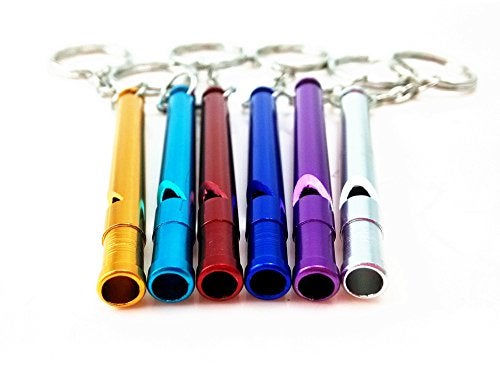 yueton 6pcs Colorful Slim and Long Aluminium Whistles with Key Ring, Emergency Survival Whistle Key Chain, Hiking, Camping, Mountaineering Accessory, Dog Training Whistles - Image 4