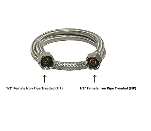 EZ-Fluid (1) 20" Water Supply Line,1/2" Fip x 1/2" Fip LF,Brass Nuts,Universal Stainless Steel Braided Faucet Water Supply Line Connector,Water Supply Hose Connector Lines For Kitchen,Bathroom - Image 4