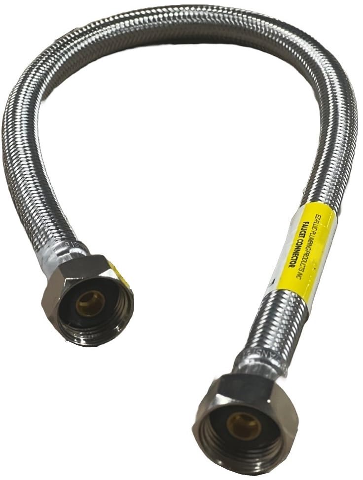 EZ-Fluid (1) 20" Water Supply Line,1/2" Fip x 1/2" Fip LF,Brass Nuts,Universal Stainless Steel Braided Faucet Water Supply Line Connector,Water Supply Hose Connector Lines For Kitchen,Bathroom - Image 5