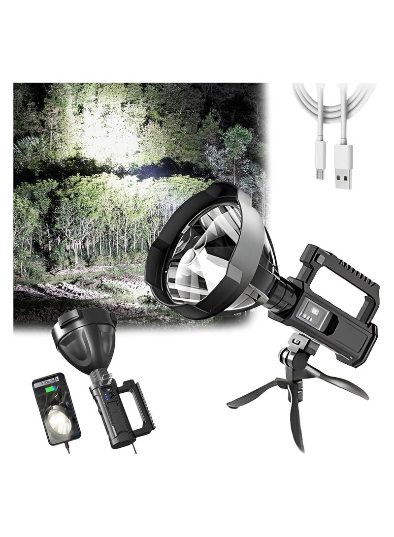SYOSI Rechargeable Spotlight Flashlights High Lumens Super Bright LED Searchlight Flashlight Waterproof 4 Modes Handheld Spotlight  with Tripod for Emergencies Fishing Hiking Camping  - Image 1