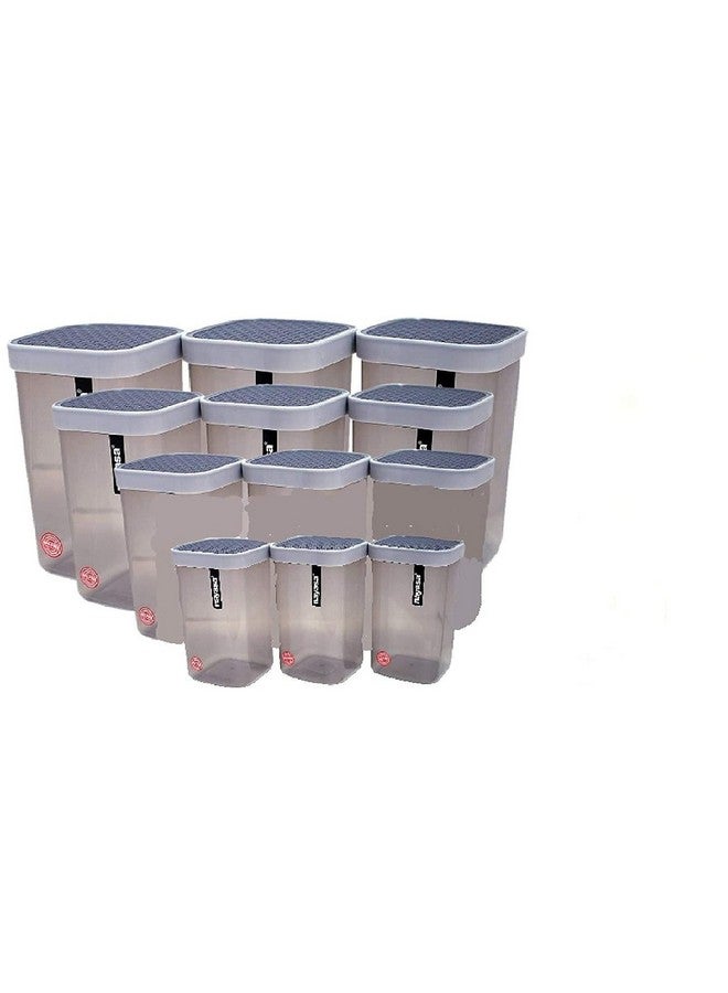 Nayasa Fusion 1 Litre BPA Free Food Grade Airtight Kitchen Storage Stackable Containers - Set of 12 | Grey - Image 1