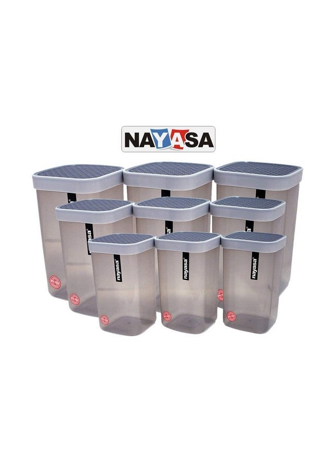 Nayasa Fusion 1 Litre BPA Free Food Grade Airtight Kitchen Storage Stackable Containers - Set of 12 | Grey - Image 2