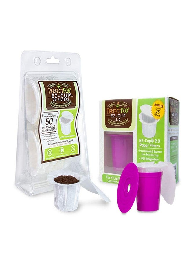 Perfect Pod EZ-Cup 2.0 Starter Pack + 75-Ct EZ-Cup Disposable Paper Filters - Image 1