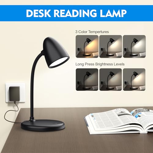 RORENSE LED Desk Lamp for Home Office,3 Light Colors,Table Lamp,Dimmable Reading Light for Bedside Small Desk Lamp for College Dorm Room,Bedroom Desk Light,Black - Image 5