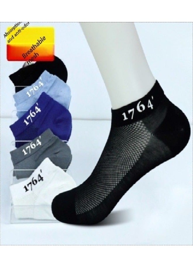 Men's Breathable Mesh Cotton Ankle Socks - 5 Pairs, Lightweight and Comfortable for Spring, Summer, and Fall - Image 1