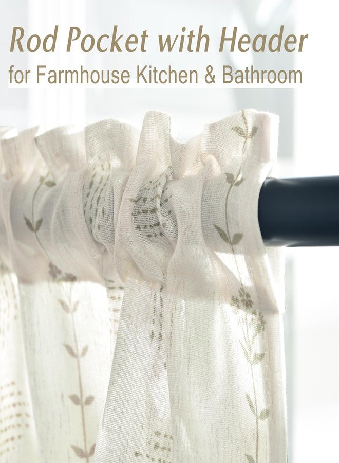 Lino Rosa طقم ستائر مطبخ من لينو روزا للنوافذ بطول 36 بوصة، ستائر صغيرة بنمط ريفي أنيق للحمام - Image 5