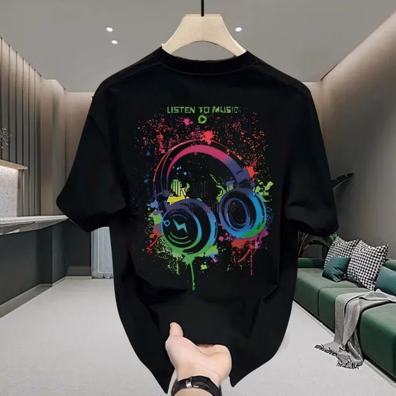 Casual Pure Cotton Short-Sleeved T-Shirt For Men In Summer, Ice Silk Thin Loose Heavyweight Trendy Brand Boys Casual Half-Sleeved T-Shirt - Image 4