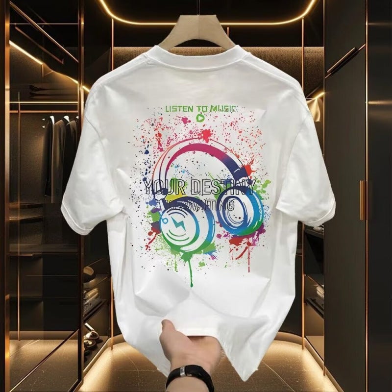 Casual Pure Cotton Short-Sleeved T-Shirt For Men In Summer, Ice Silk Thin Loose Heavyweight Trendy Brand Boys Casual Half-Sleeved T-Shirt - Image 1