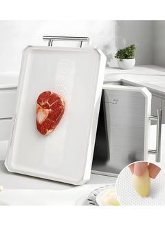 XVersion Stainless Steel Cutting Board with Stand, Double-Sided Antibacterial Chopping Board, Non-Slip Kitchen Cutting Board for Meat, Vegetables, Fruits, Cheese, 42x29x2 cm - White  - Image 5