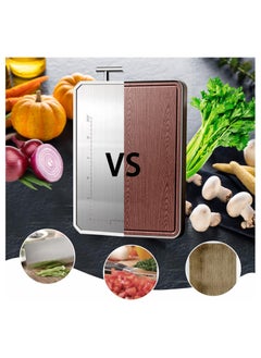 XVersion Stainless Steel Cutting Board with Stand, Double-Sided Antibacterial Chopping Board, Non-Slip Kitchen Cutting Board for Meat, Vegetables, Fruits, Cheese, 42x29x2 cm - White  - Image 4