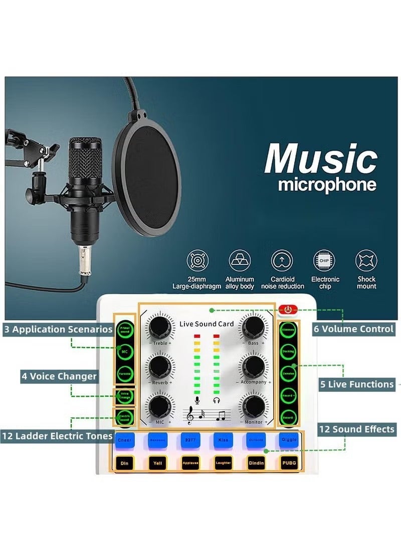M8 Live Sound Card DSP Chip Twelve Ambient Sounds Four Kinds Of Sound Changes Live Broadcast DJ Mixer Music Recording Guitars TikTok Facebook YouTube USB Bluetooth - Image 3