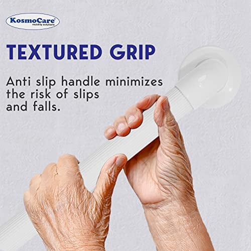 KosmoCare Polypropylene Plastic Grab Bar with Fluted Anti-Slip Design - 18" | Shower Handle for use in Toilet, Bathroom, Stairway Handrail for The Elderly, Pregnant Women & Handicap | Grab Bar Rails | - Image 5