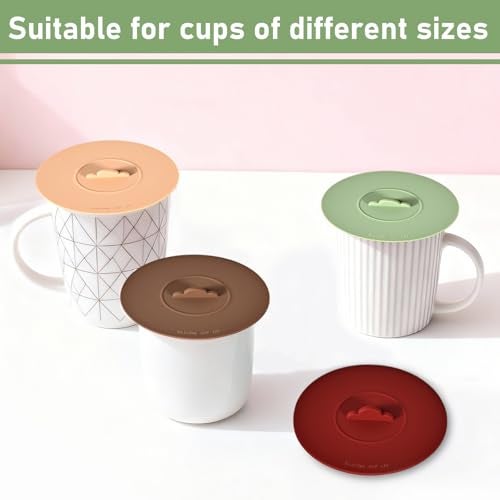 Keweilian Silicone Cup Covers， Multicolored Silicone Lids for Mugs, Cups, Tea Pots,Mug Covers，Hot Cup Lids for Coffee & Tea,4 Pack - Image 5