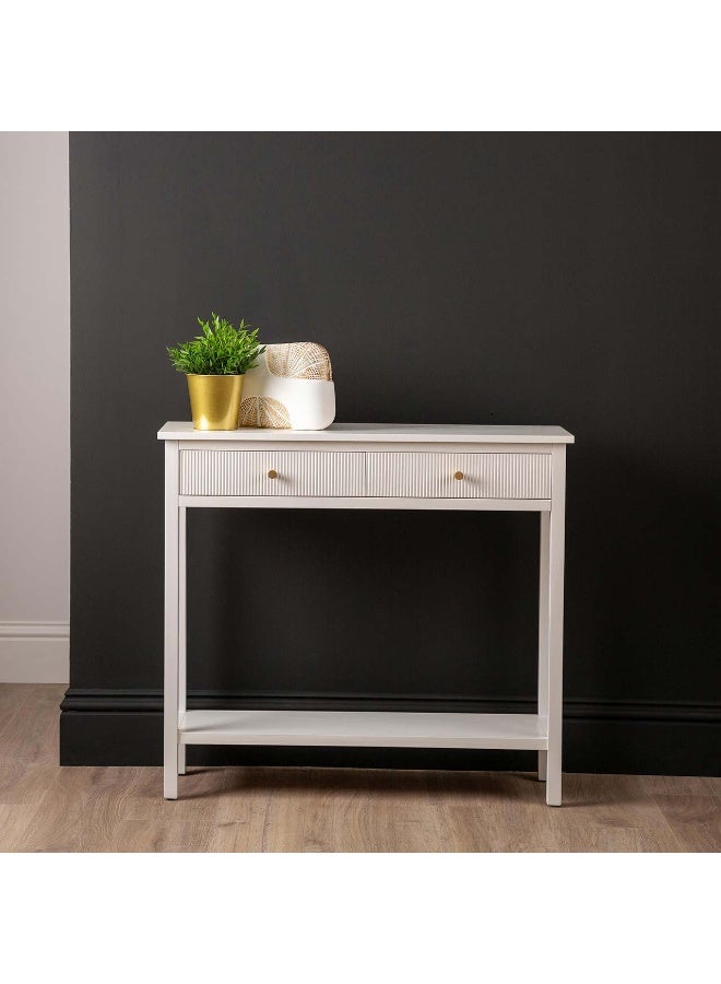 فانتي ليفينج  طاولة وحدة التحكم باللون الأبيض مقاس 90 سم من VANITY LIVING لأثاث غرفة المعيشة، ودرجين من خشب MDF لقاعة المدخل مع رف تخزين  - Image 1
