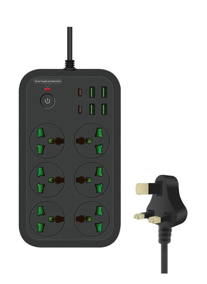 AMBERJACK - Surge Protector Power Strip 3000W 6 Outlets with 6 Plugs,PD 4-USB Ports USB Extension Cord,For Multiple Devices Smartphone Tablet Laptop Computer. - Image 1