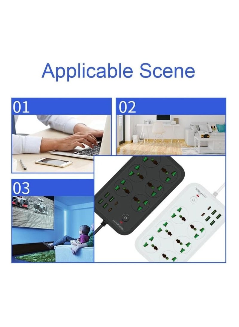 AMBERJACK - Surge Protector Power Strip 3000W 6 Outlets with 6 Plugs,PD 4-USB Ports USB Extension Cord,For Multiple Devices Smartphone Tablet Laptop Computer. - Image 1
