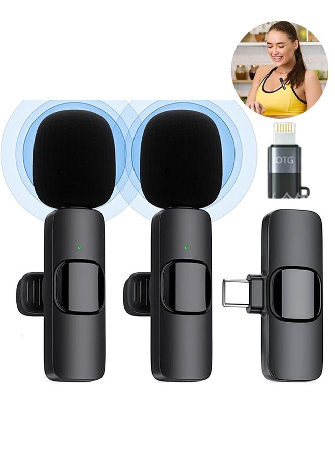 Generic 2 Pcs Wireless Lavalier Microphone for Type-C Port, Plug and Play Lapel Clip-on Mini Mic, Auto Sync and Noise Reduction for Video Recording, for USB-C Android Phone and iPhone Video Recording Interview Podcast Vlog Tiktok  - Image 1
