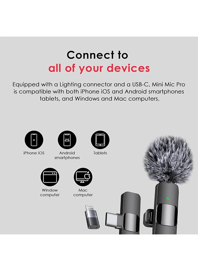 Generic 2 Pcs Wireless Lavalier Microphone for Type-C Port, Plug and Play Lapel Clip-on Mini Mic, Auto Sync and Noise Reduction for Video Recording, for USB-C Android Phone and iPhone Video Recording Interview Podcast Vlog Tiktok  - Image 3