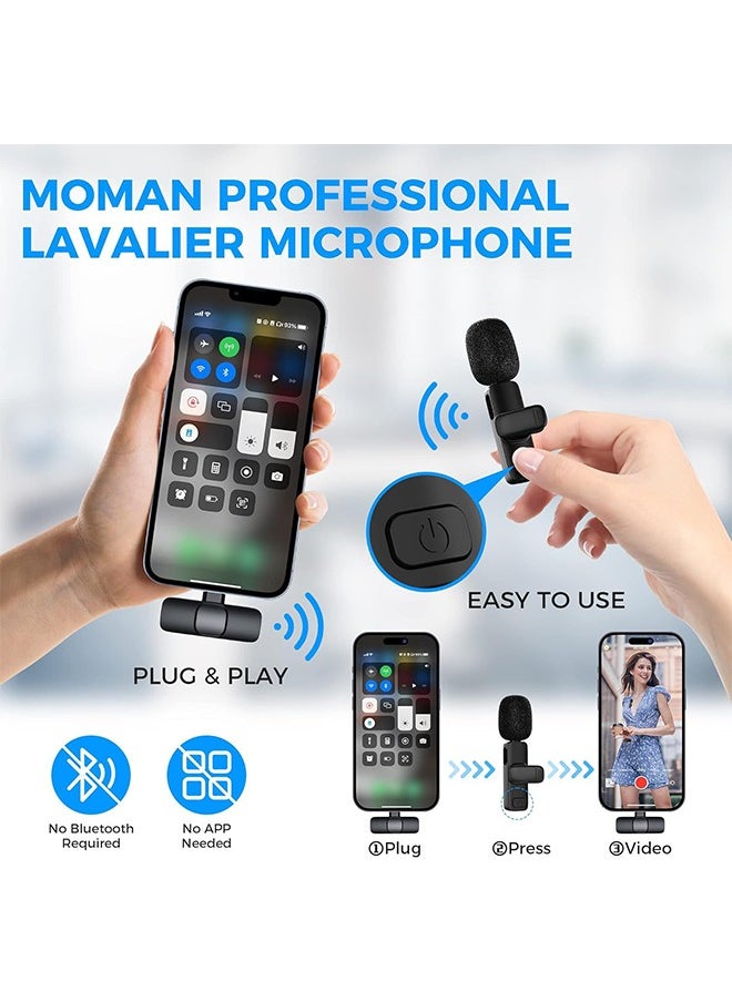 Generic 2 Pcs Wireless Lavalier Microphone for Type-C Port, Plug and Play Lapel Clip-on Mini Mic, Auto Sync and Noise Reduction for Video Recording, for USB-C Android Phone and iPhone Video Recording Interview Podcast Vlog Tiktok  - Image 4