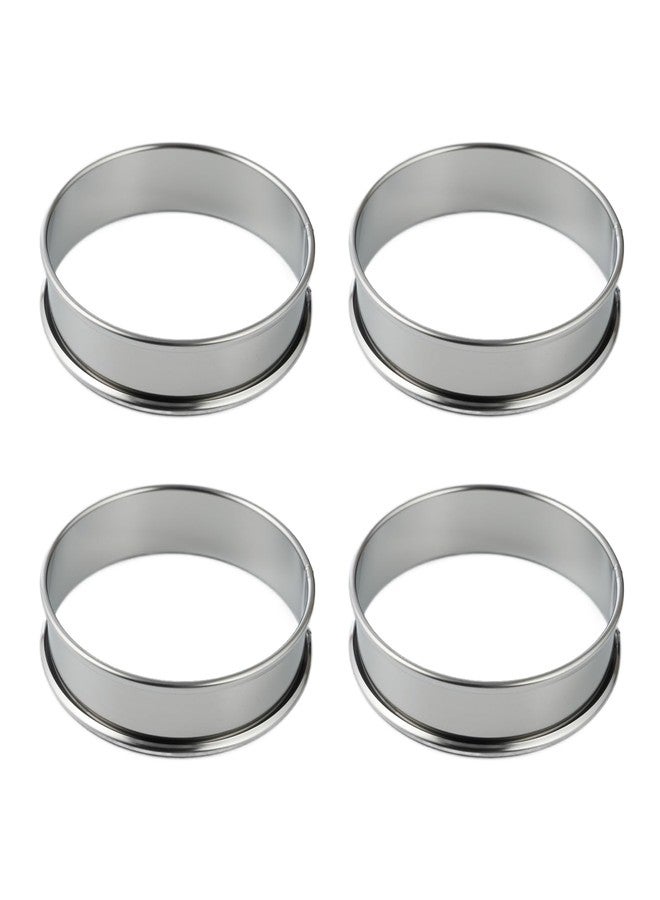 Septe 4Pcs 3.15 Inch Muffin Rings, Stainless Steel Double hemming Crumpet Rings, Ring Molds for Cooking,Tart Rings for Baking, Egg Rings for Frying（Silver) - Image 1