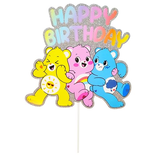 LUV HER Care Bears Birthday Decorations 58Pcs Table Decorations Party Supplies: Paper Plates, Cups Napkins, Table Cloth Cake Topper Rainbow Party Favor Gender Reveal Decor 3+ - Image 5