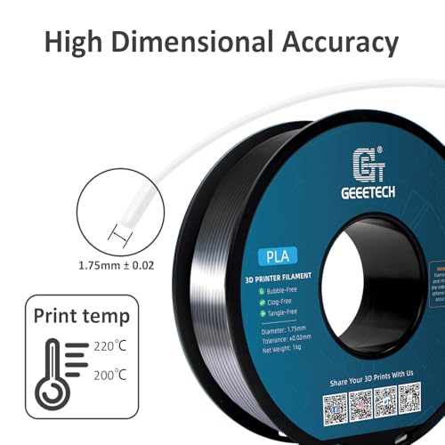 Geeetech خيوط جيتيك سيلك PLA بقطر 1.75 مم لطابعة ثلاثية الأبعاد، خيوط ثلاثية الأبعاد لامعة مثل المعدن 1 كجم (2.2 رطل) لفة واحدة، دقة أبعاد +/- 0.02 مم، خيوط سيلك فضية معدنية - Image 5
