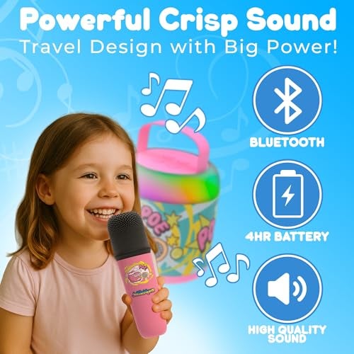 JellieMons Jellie O-K Wireless Bluetooth Speakers, Portable Karaoke Speaker with 8W Sound, Hi-Res Audio, Built-in Microphone, Karaoke Mic, Bluetooth 5.3, Stylish JLOK02 Blue Design - Image 3