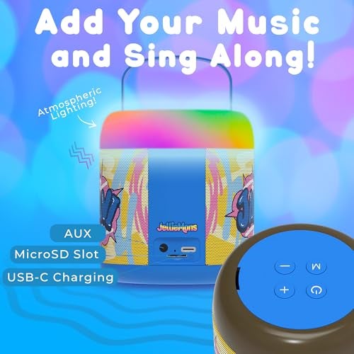 JellieMons Jellie O-K Wireless Bluetooth Speakers, Portable Karaoke Speaker with 8W Sound, Hi-Res Audio, Built-in Microphone, Karaoke Mic, Bluetooth 5.3, Stylish JLOK02 Blue Design - Image 5