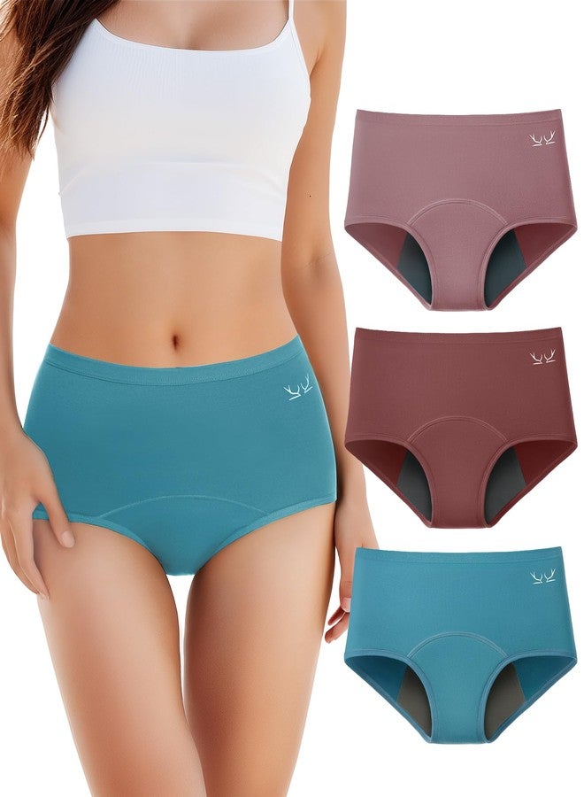 TANSTC Period Underwear for Women Heavy Flow Leakproof Panties Teens High Waisted Menstrual Postpartum Hipster Briefs -3 Pack Green - Image 2