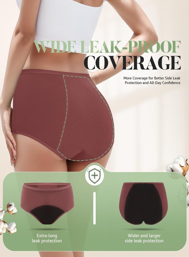 TANSTC Period Underwear for Women Heavy Flow Leakproof Panties Teens High Waisted Menstrual Postpartum Hipster Briefs -3 Pack Green - Image 5