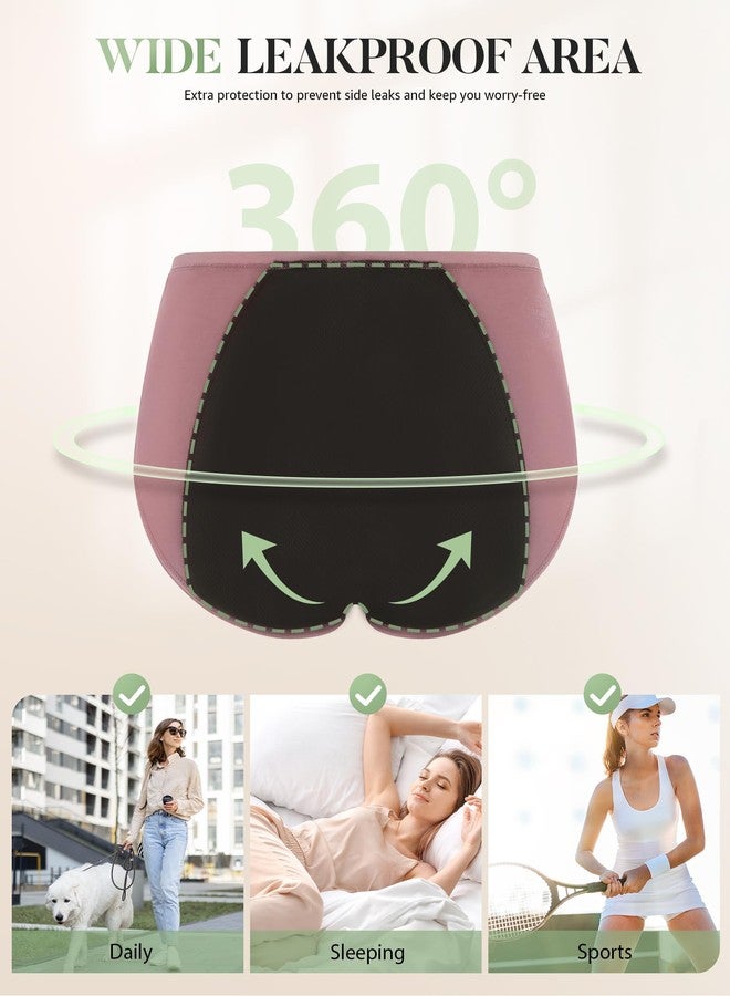 TANSTC Period Underwear for Women Heavy Flow Leakproof Panties Teens High Waisted Menstrual Postpartum Hipster Briefs -3 Pack Green - Image 3