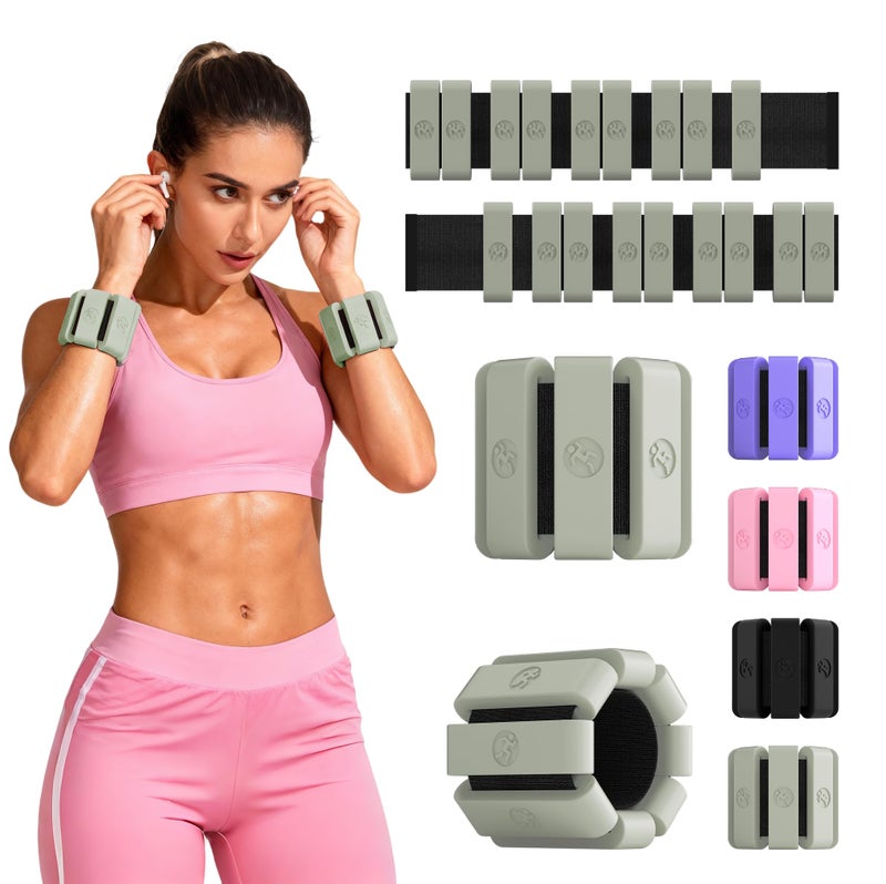 Sonkoloro Adjustable Wrist Weights for Women Men, Leg Weights for Women 0.75lb-1lb Each for Walking, Yoga, Dance, Barre, Gym (Matcha, 2.2 lb (2pcs)) - Image 1
