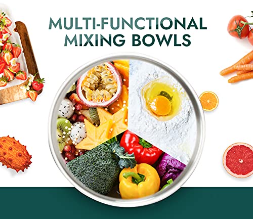 Enther Mixing Bowls - Set of 3 Stainless Steel Mixing Bowls with 304 Stainless Steel - Heavy Duty, Easy To Clean, Nesting Bowls Space Saving Storage, Great for Cooking, Baking, Salad,Silver - Image 2