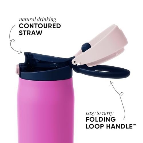 Simple Modern Mesa Loop Water Bottle with Covered Straw and Handle 24oz Cup Holder Friendly Insulated Stainless Steel Bottles for Travel Sports and School Fuscia Mix - Image 3