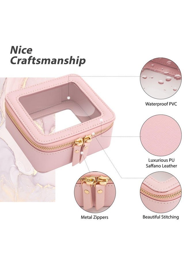Aveniee - Clear Makeup Bag Small, Mini Cosmetic Bags Travel Toiletry Bag, Tsa Approved Clear Makeup Case Pouch With Zipper, Car Organizer Essentials For Women Men(Pink) - Image 1