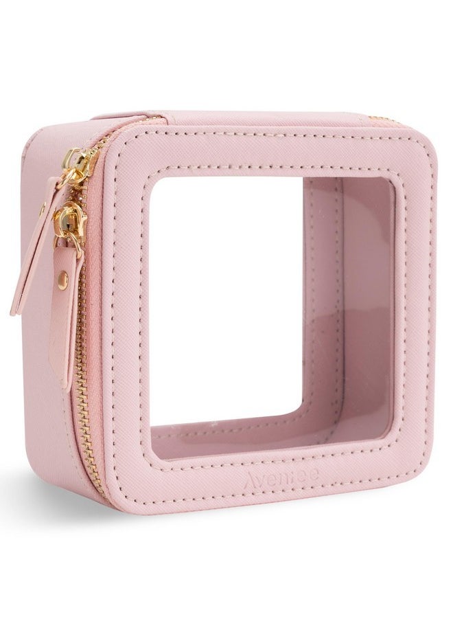 Aveniee - Clear Makeup Bag Small, Mini Cosmetic Bags Travel Toiletry Bag, Tsa Approved Clear Makeup Case Pouch With Zipper, Car Organizer Essentials For Women Men(Pink) - Image 1