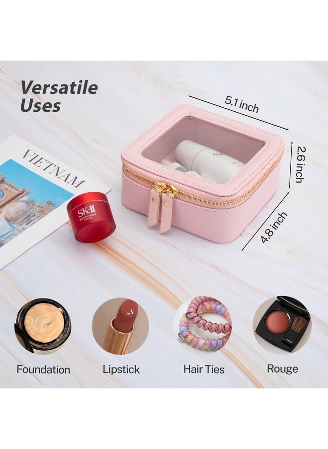 Aveniee - Clear Makeup Bag Small, Mini Cosmetic Bags Travel Toiletry Bag, Tsa Approved Clear Makeup Case Pouch With Zipper, Car Organizer Essentials For Women Men(Pink) - Image 1