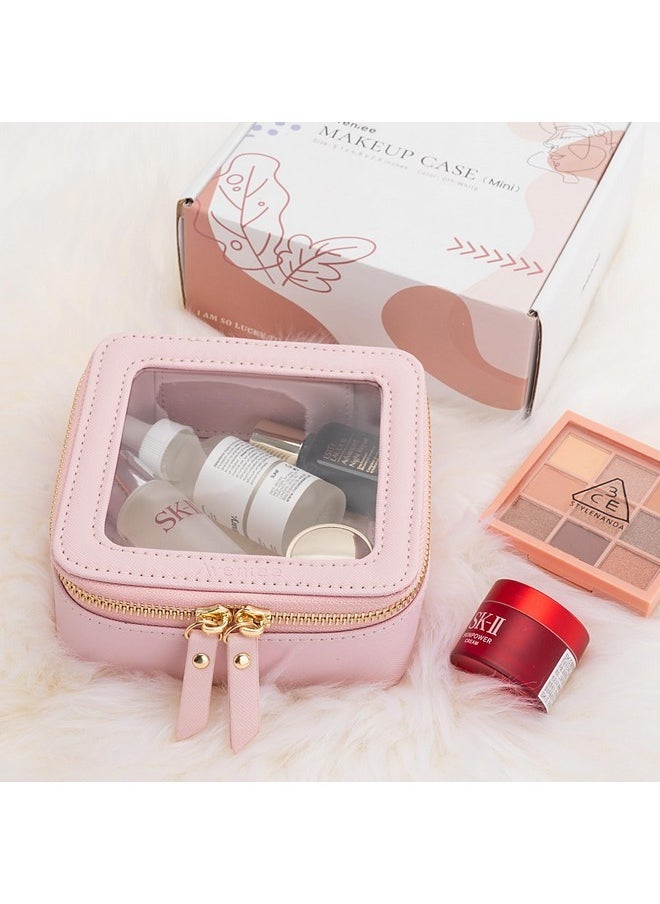 Aveniee - Clear Makeup Bag Small, Mini Cosmetic Bags Travel Toiletry Bag, Tsa Approved Clear Makeup Case Pouch With Zipper, Car Organizer Essentials For Women Men(Pink) - Image 1