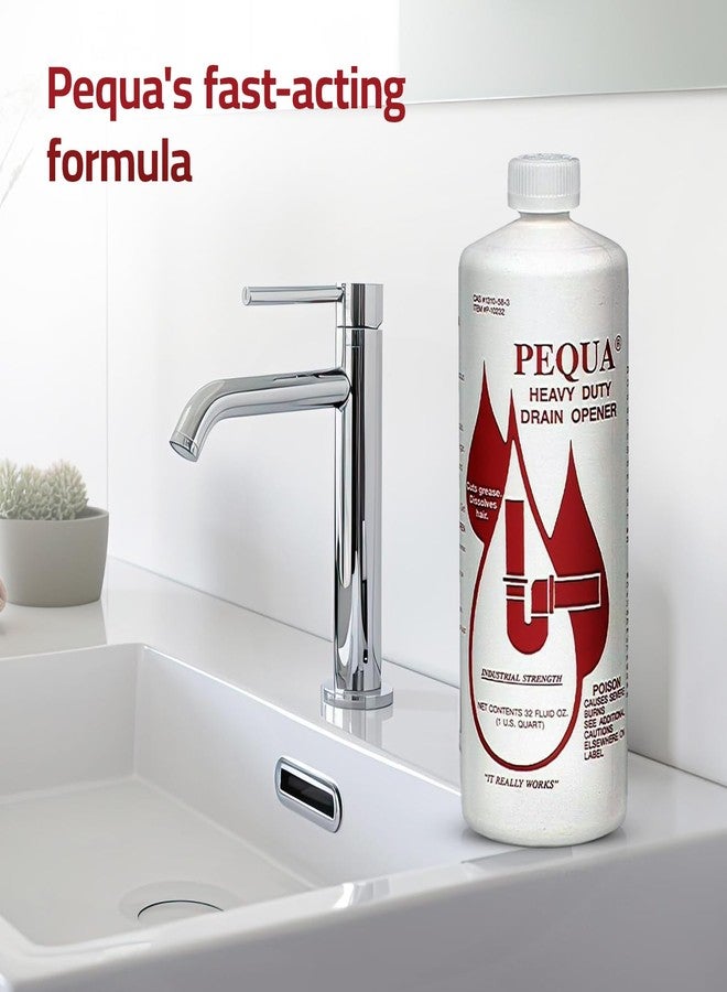 شركة PEQUA INDUSTRIES P-10232 منظف مصارف Pequa شديد التحمل، تركيبة غير حمضية وسريعة المفعول، منظف مصارف صناعي قوي للأحواض، وأحواض الاستحمام، وخزانات الصرف الصحي - 32 أونصة (عبوة من 2) - Image 4