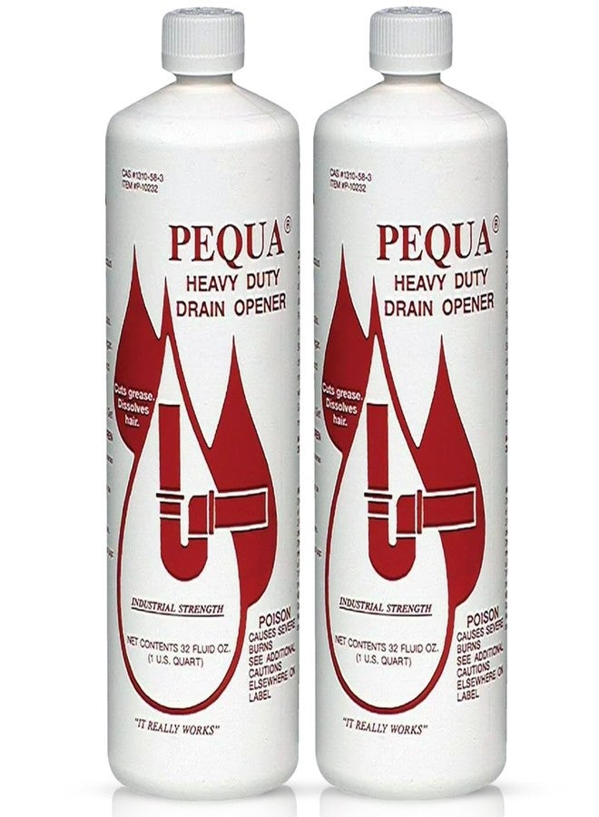 شركة PEQUA INDUSTRIES P-10232 منظف مصارف Pequa شديد التحمل، تركيبة غير حمضية وسريعة المفعول، منظف مصارف صناعي قوي للأحواض، وأحواض الاستحمام، وخزانات الصرف الصحي - 32 أونصة (عبوة من 2) - Image 1