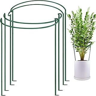 HiGift HiGift 4 Pack Plant Support Stake, Metal Ring Garden Stakes for Plant, Half Circle Plant Supports for Tall Potted  - Image 1