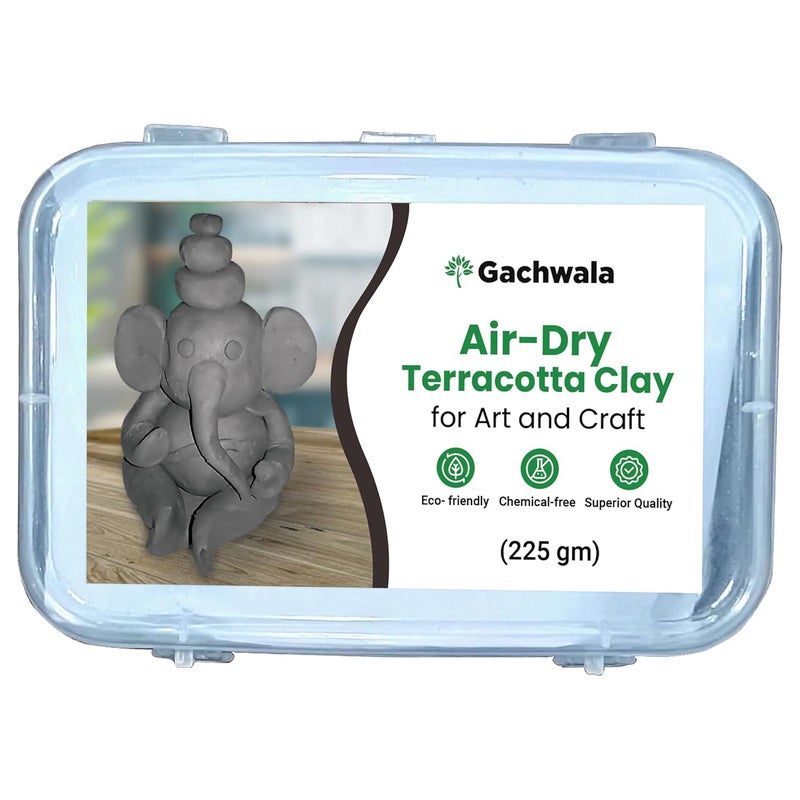Gachwala Gachwala Premium Air Dry Clay for Art and Craft 225gm Terracotta Clay Moulding Pottery Making and Ganesha Idol Modeling Clay Natural ReadytoUse Eco Friendly Filtered Shadu MatiMud Clay 
