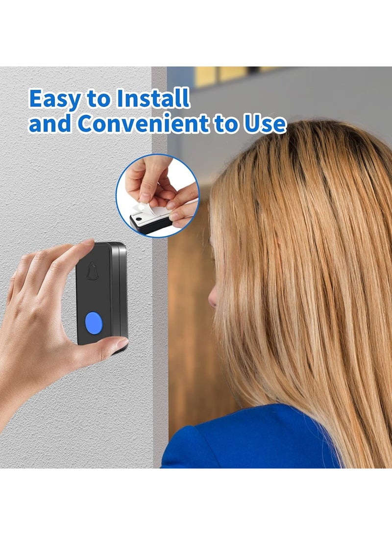 Wireless Doorbell Kit, LED Flash 55 Melodies 5 Levels Volume, Home Security Bell Chimes, IP55 Waterproof Button Outdoor Bell + Indoor Chime 2 Chimes Doorbell - Image 5